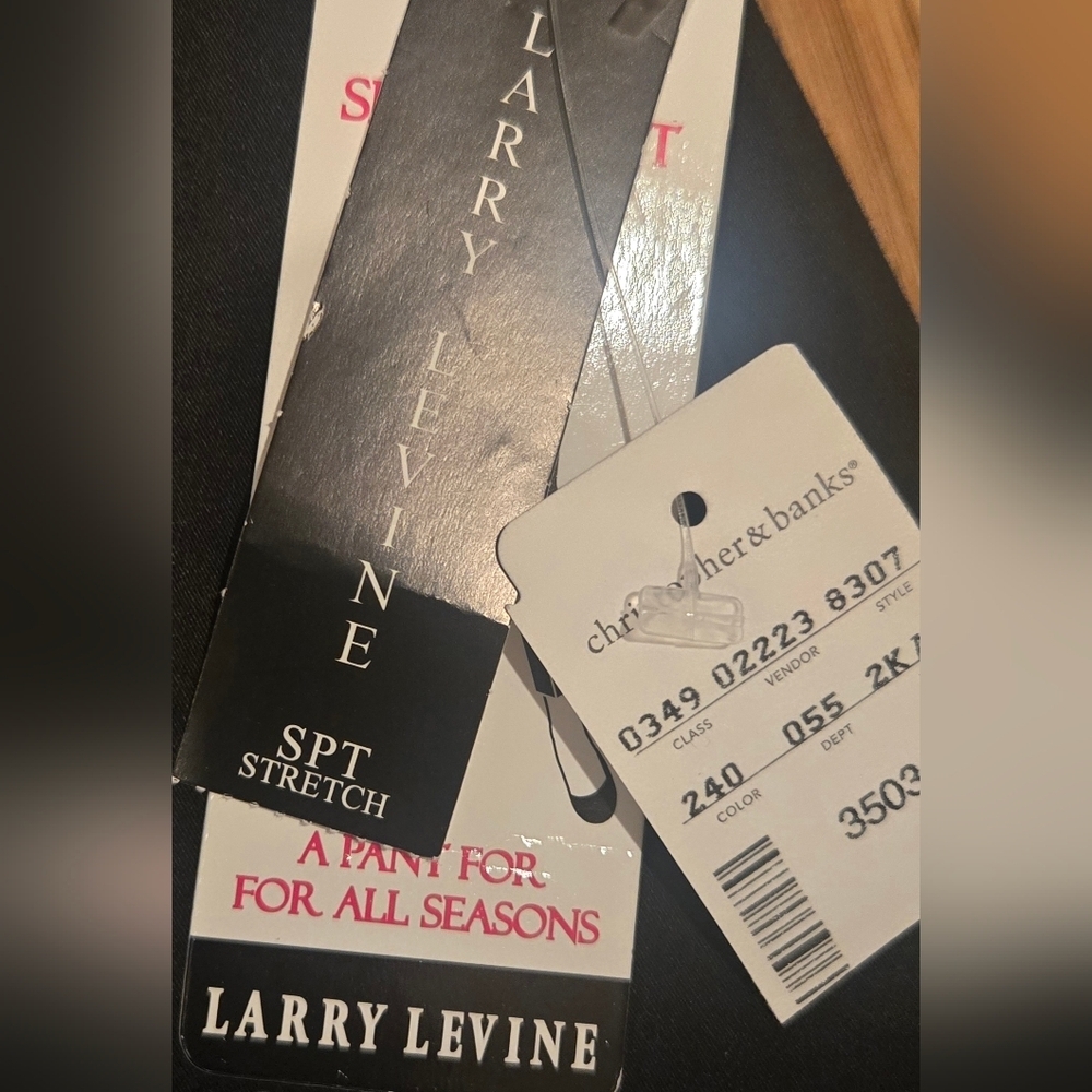 NWT Larry Levine Black Straight Leg Dress Pants - Picture 5 of 11